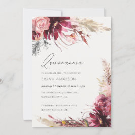Invitación a la Quinceanera de Grass Pampas Rubor