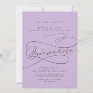 Invitación a la Quinceañera de la caligrafía lílic