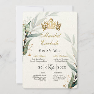 Invitación a la quinceañera de la corona de oro