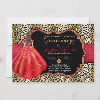 Invitación a la quinceañera de la foto del leopard