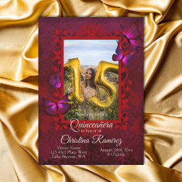 Invitación a la Quinceanera de la Mariposa Roja Fa