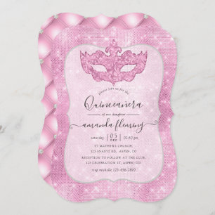 Invitación a la Quinceañera de la mascarada rosa v