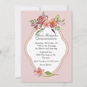 Invitación a la Quinceañera de las flores de peón