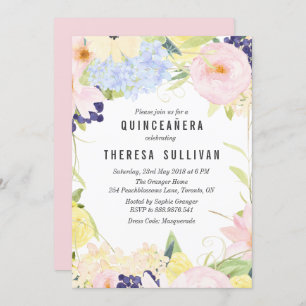 Invitación a la Quinceañera de las flores de prima