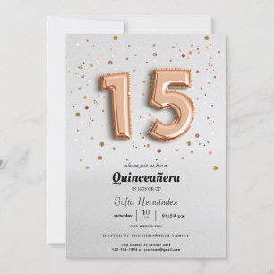 Invitación a la Quinceañera de los globos de Relie