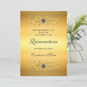 Invitación a la Quinceañera de oro en bonito