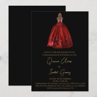 Invitación a la quinceañera de silueta negra