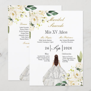 Invitación a la quinceañera de vestir blanco