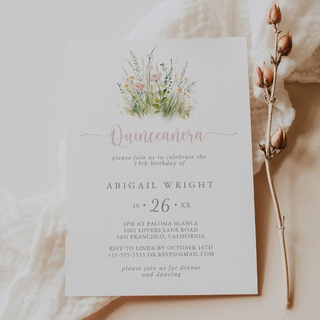 Invitación a la Quinceañera del Boho Wildflower (Subido por el creador)