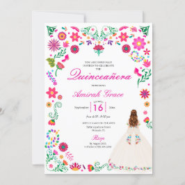 Invitación a la Quinceañera del bordado de marfil 
