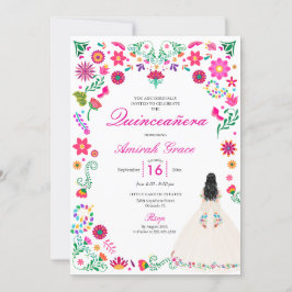Invitación a la Quinceañera del bordado de marfil 