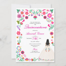 Invitación a la Quinceañera del bordado de marfil 