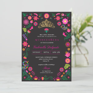 Invitación a la Quinceañera del bordado otomí mexi