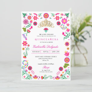 Invitación a la Quinceañera del bordado otomí mexi