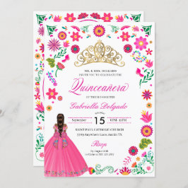 Invitación a la Quinceañera del bordado otomí mexi