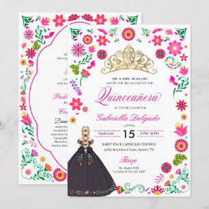 Invitación a la Quinceañera del bordado otomí mexi