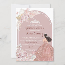 Invitación a la Quinceañera del Rubor Pink Boho Pa