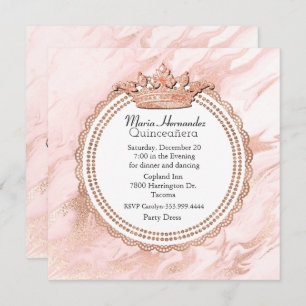 Invitación a la quinceañera en color blanco y oro 
