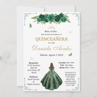 Invitación a la Quinceañera Esmeralda en español