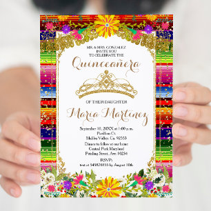 Invitación a la Quinceañera floral de la Corona de