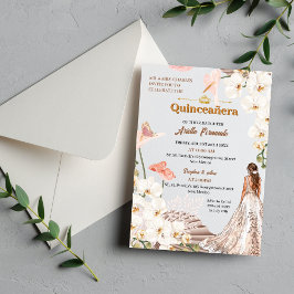 Invitación a la Quinceañera floral de moda Sage y