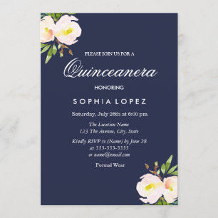 Invitación a la Quinceanera floral elegante de la 