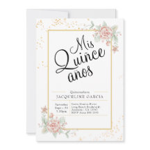 Invitación a la Quinceañera floral rosa de Mis Qui