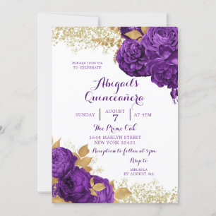 Invitación a la Quinceañera Mexicana con flores de