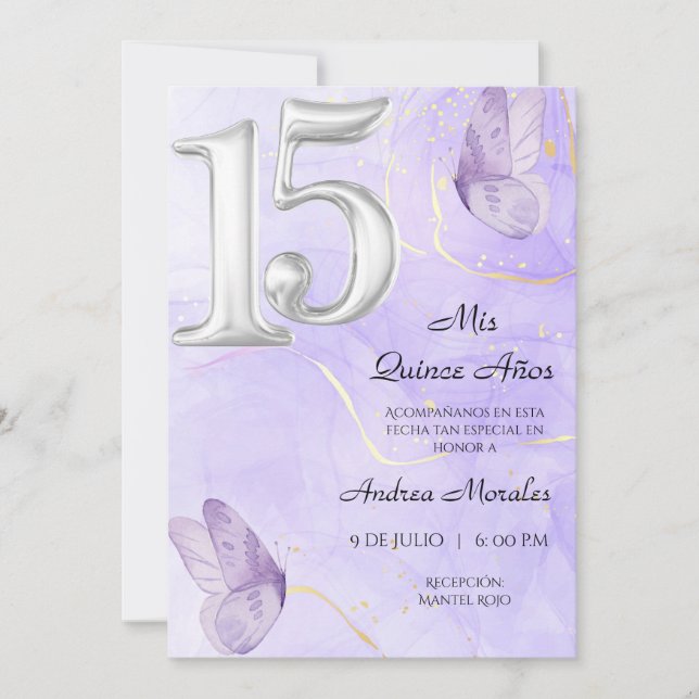 Invitación a la quinceañera, mis quince años (Anverso)