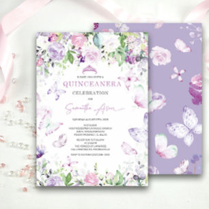 Invitación a la Quinceañera Orquídea Púrpura y Azu