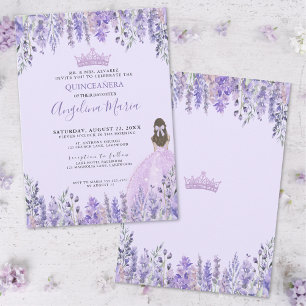 Invitación a la Quinceanera Púrpura Floral Lavanda