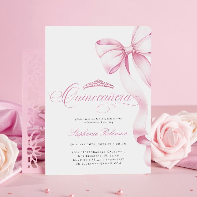 Invitación a la Quinceañera Rosa Coquette (Subido por el creador)