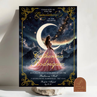 Invitación a la Quinceañera Rosa Dusty Noche Starr