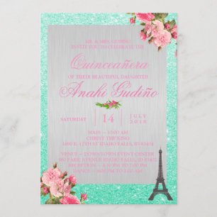 Invitación a la quinceañera temática de París