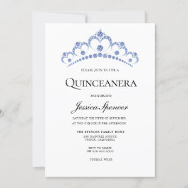 Invitación a la Quinceanera Tiara Diamond Azul y M