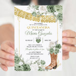 Invitación a la Quinceañera verde del sabio de arr<br><div class="desc">Invitación de la Princesa Boot Sage Green Quinceañera Quince Anos,  15º cumpleaños.</div>