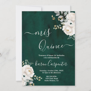 Invitación a la Quinceanera verde esmeralda