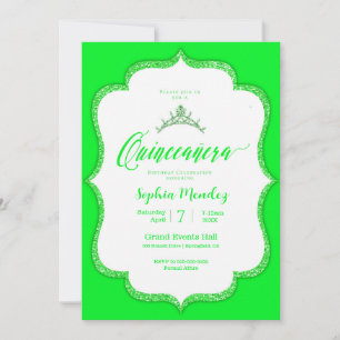 Invitación a la Quinceanera verde esmeralda