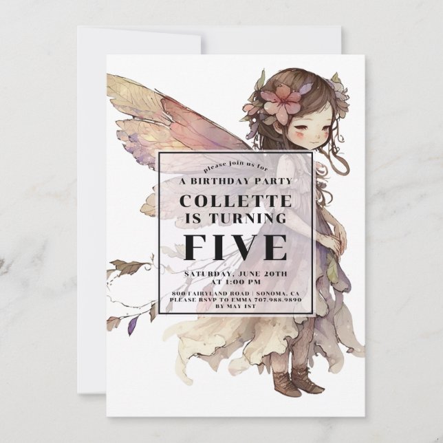 Invitación a la quinta fiesta de cumpleaños de Ani (Anverso)