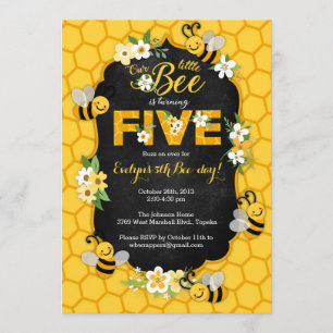 Invitación a la quinta fiesta de cumpleaños de Bee