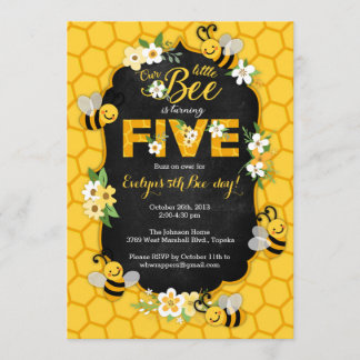 Invitación a la quinta fiesta de cumpleaños de Bee