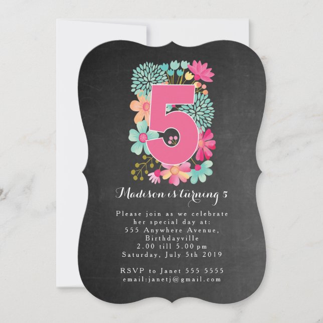Invitación a la quinta fiesta de cumpleaños de los (Anverso)