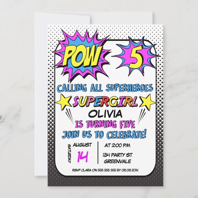 Invitación a la quinta fiesta de cumpleaños de sup (Anverso)
