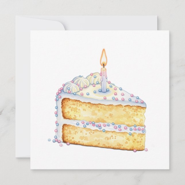 Invitación a la rebanada de pastel de cumpleaños (Anverso)