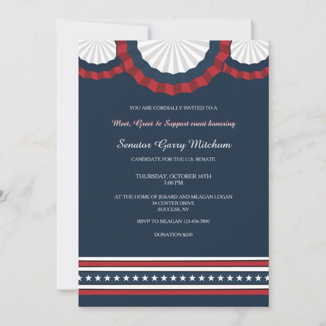 Invitación a la recaudación de fondos de Bunting P (Anverso)