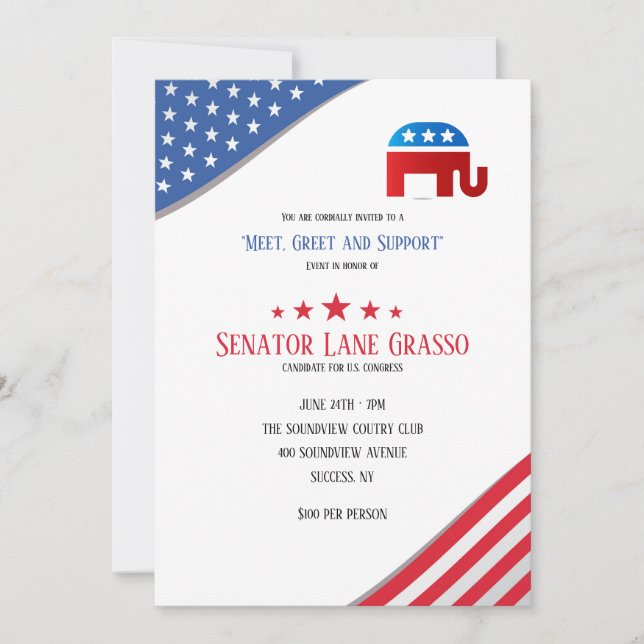 Invitación a la recaudación de fondos republicana (Anverso)