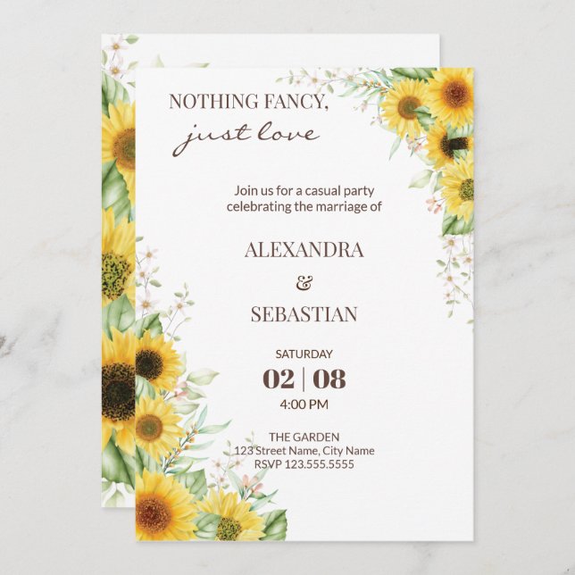 Invitación a la recepción de boda (Anverso / Reverso)