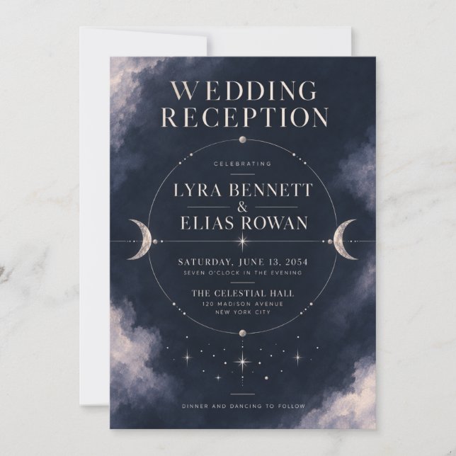 Invitación a la recepción de boda | Celestial Moon (Anverso)