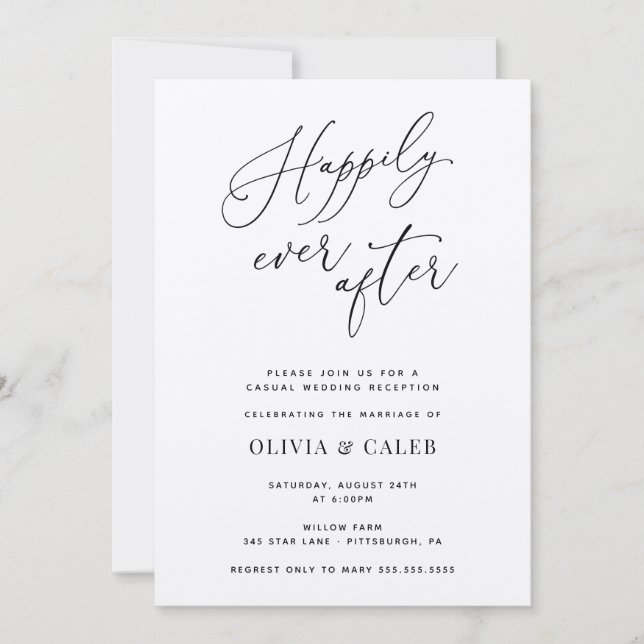 Invitación a la recepción de boda Felices para sie (Anverso)