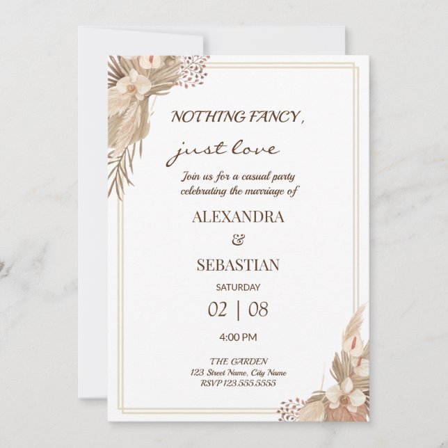 Invitación a la recepción de boda floral (Anverso)